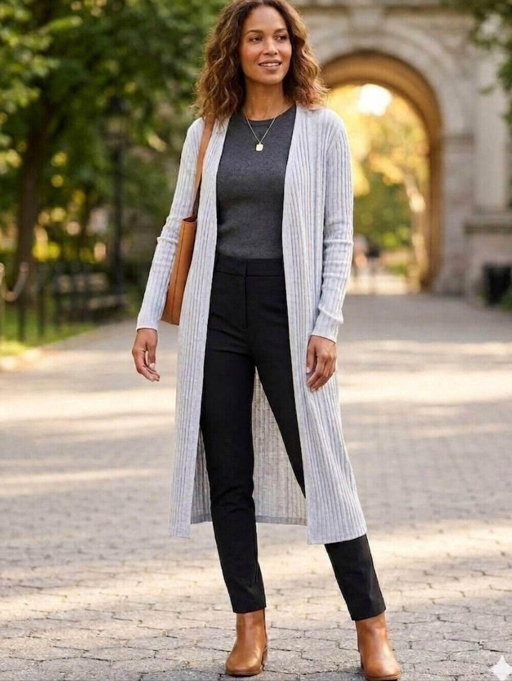 RIPE Light Grey Duster/Long Open Cardigan, Lightweight, Made in Canada, Medium